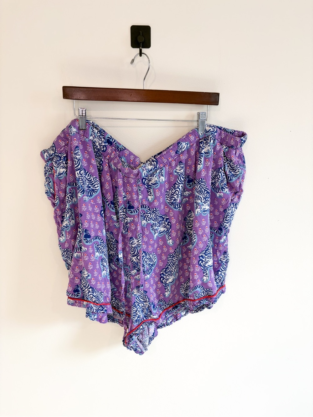 Printfresh Purple Tiger Queen Short Sleeve Pajama Set Plus Size 5X - Picture 4 of 14